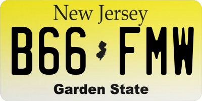 NJ license plate B66FMW