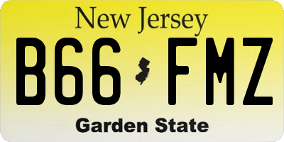 NJ license plate B66FMZ