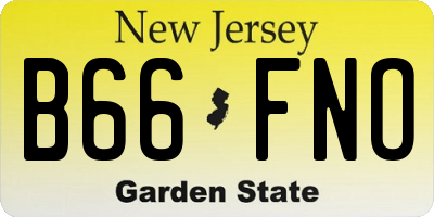 NJ license plate B66FNO