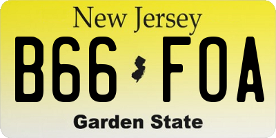 NJ license plate B66FOA