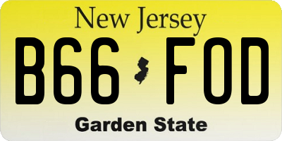 NJ license plate B66FOD