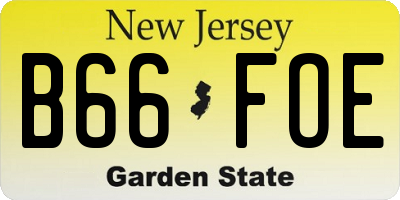 NJ license plate B66FOE