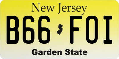 NJ license plate B66FOI
