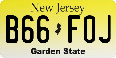 NJ license plate B66FOJ