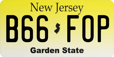 NJ license plate B66FOP