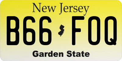 NJ license plate B66FOQ
