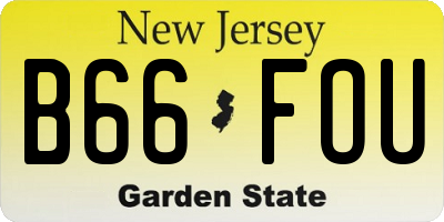 NJ license plate B66FOU