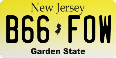 NJ license plate B66FOW