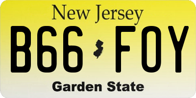 NJ license plate B66FOY