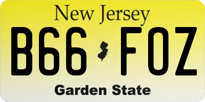 NJ license plate B66FOZ