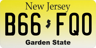 NJ license plate B66FQO