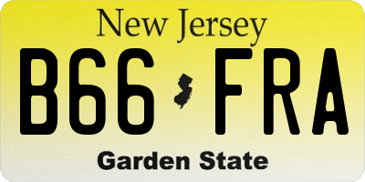 NJ license plate B66FRA