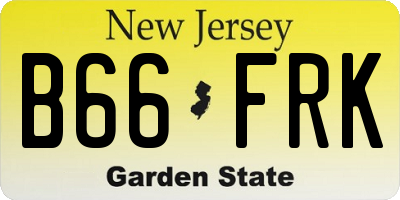 NJ license plate B66FRK
