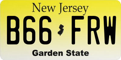 NJ license plate B66FRW