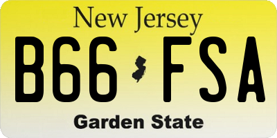 NJ license plate B66FSA