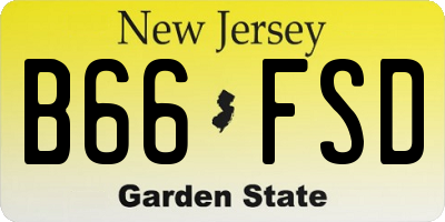 NJ license plate B66FSD