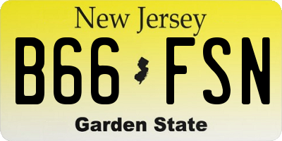 NJ license plate B66FSN