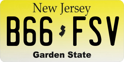 NJ license plate B66FSV
