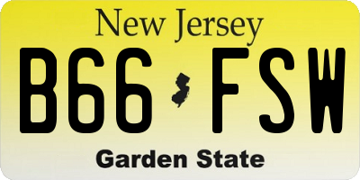NJ license plate B66FSW