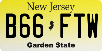 NJ license plate B66FTW