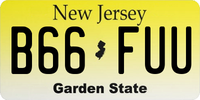 NJ license plate B66FUU