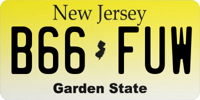 NJ license plate B66FUW