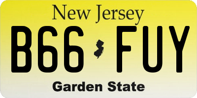 NJ license plate B66FUY