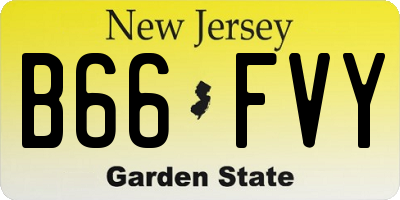 NJ license plate B66FVY