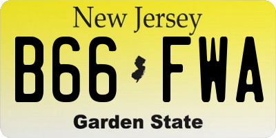 NJ license plate B66FWA
