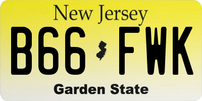 NJ license plate B66FWK
