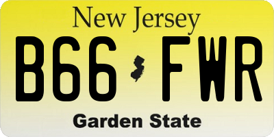 NJ license plate B66FWR