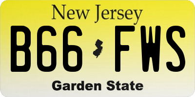 NJ license plate B66FWS