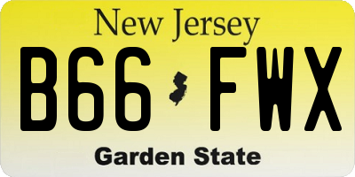 NJ license plate B66FWX