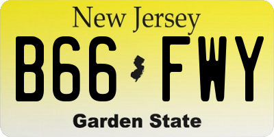 NJ license plate B66FWY