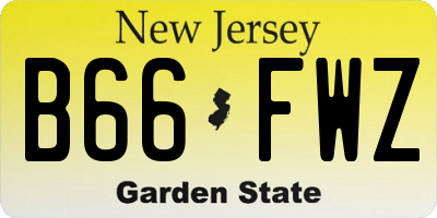 NJ license plate B66FWZ