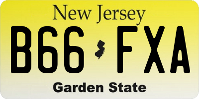NJ license plate B66FXA