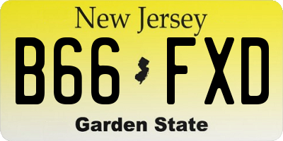 NJ license plate B66FXD