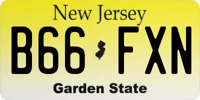 NJ license plate B66FXN