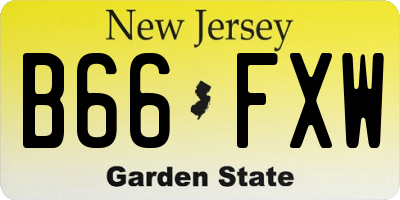 NJ license plate B66FXW