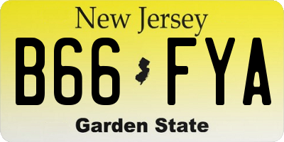 NJ license plate B66FYA