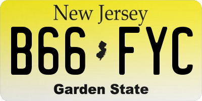 NJ license plate B66FYC