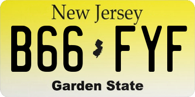 NJ license plate B66FYF