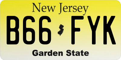 NJ license plate B66FYK