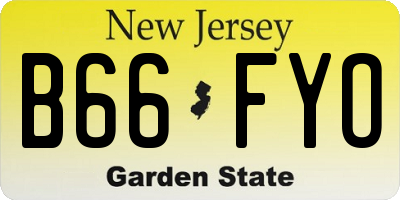 NJ license plate B66FYO