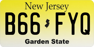 NJ license plate B66FYQ