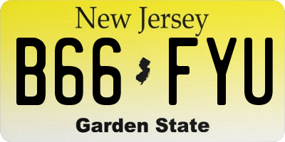NJ license plate B66FYU