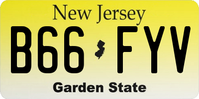 NJ license plate B66FYV