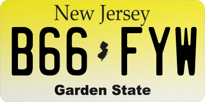 NJ license plate B66FYW