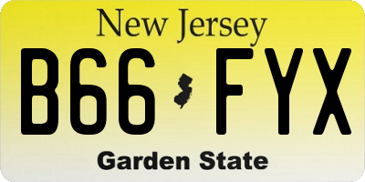 NJ license plate B66FYX