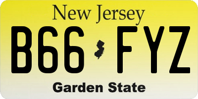 NJ license plate B66FYZ